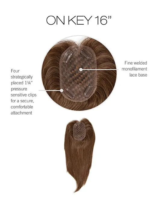 16" On Key | Human Hair Topper with Lace Front (Mono Top)