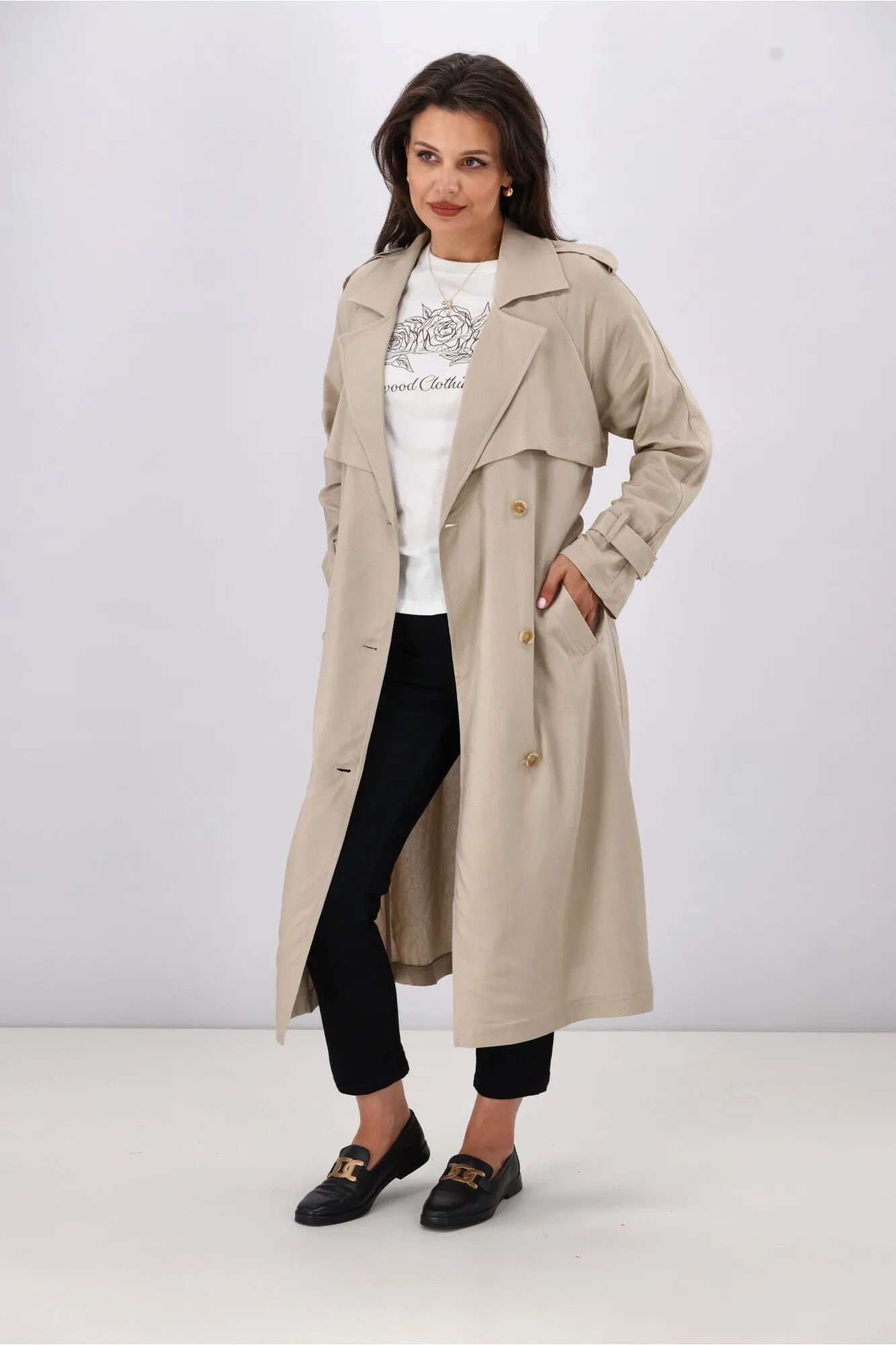 All About Eve Toledo Trench Coat Bone