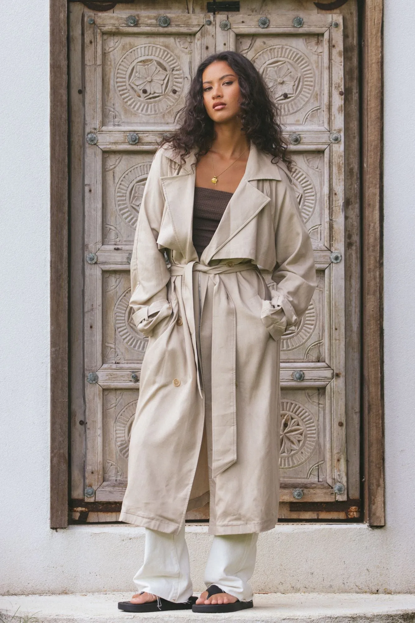 All About Eve Toledo Trench Coat Bone