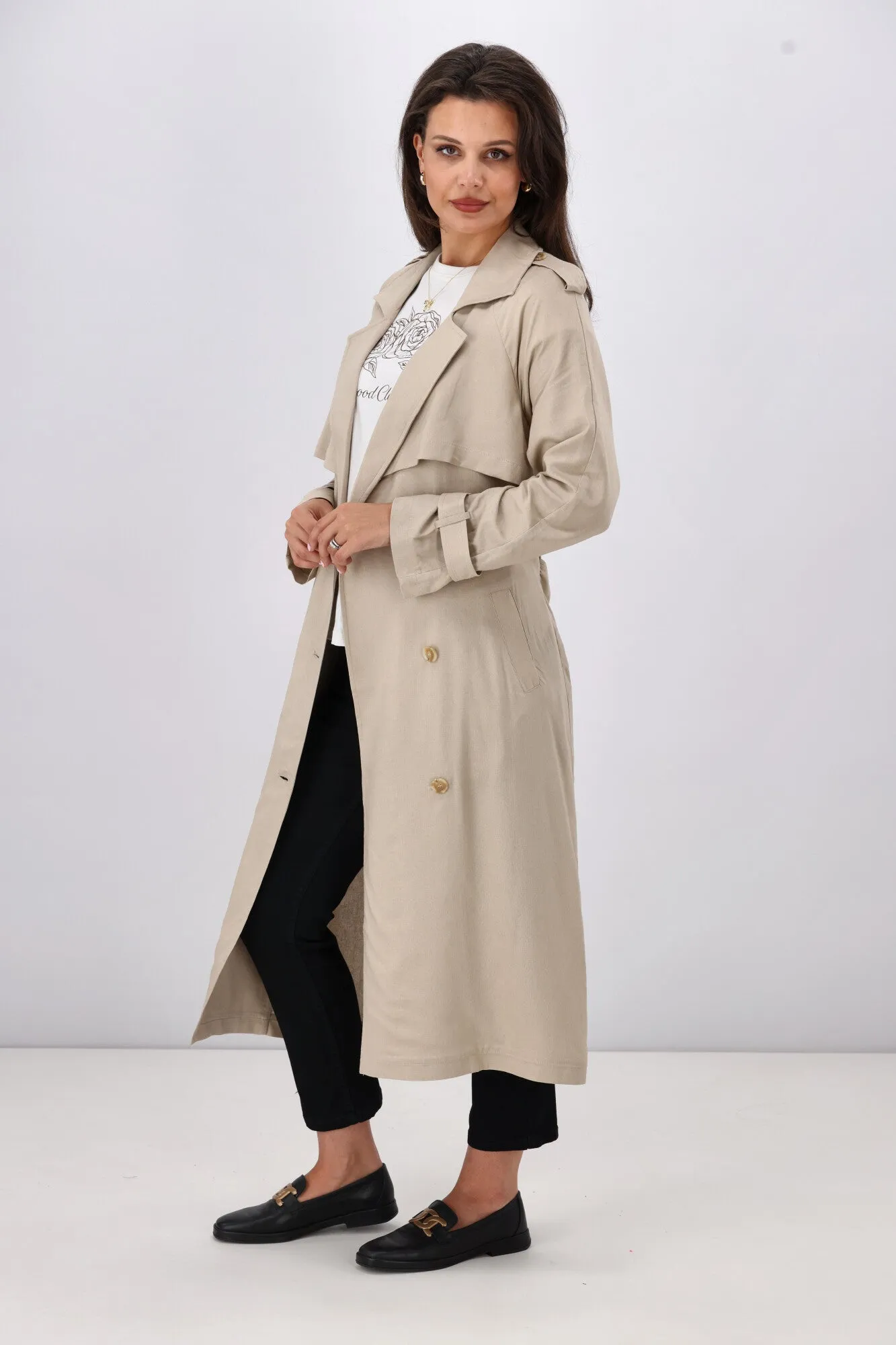All About Eve Toledo Trench Coat Bone