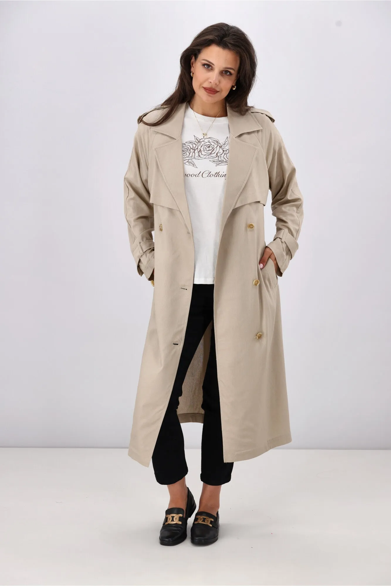 All About Eve Toledo Trench Coat Bone