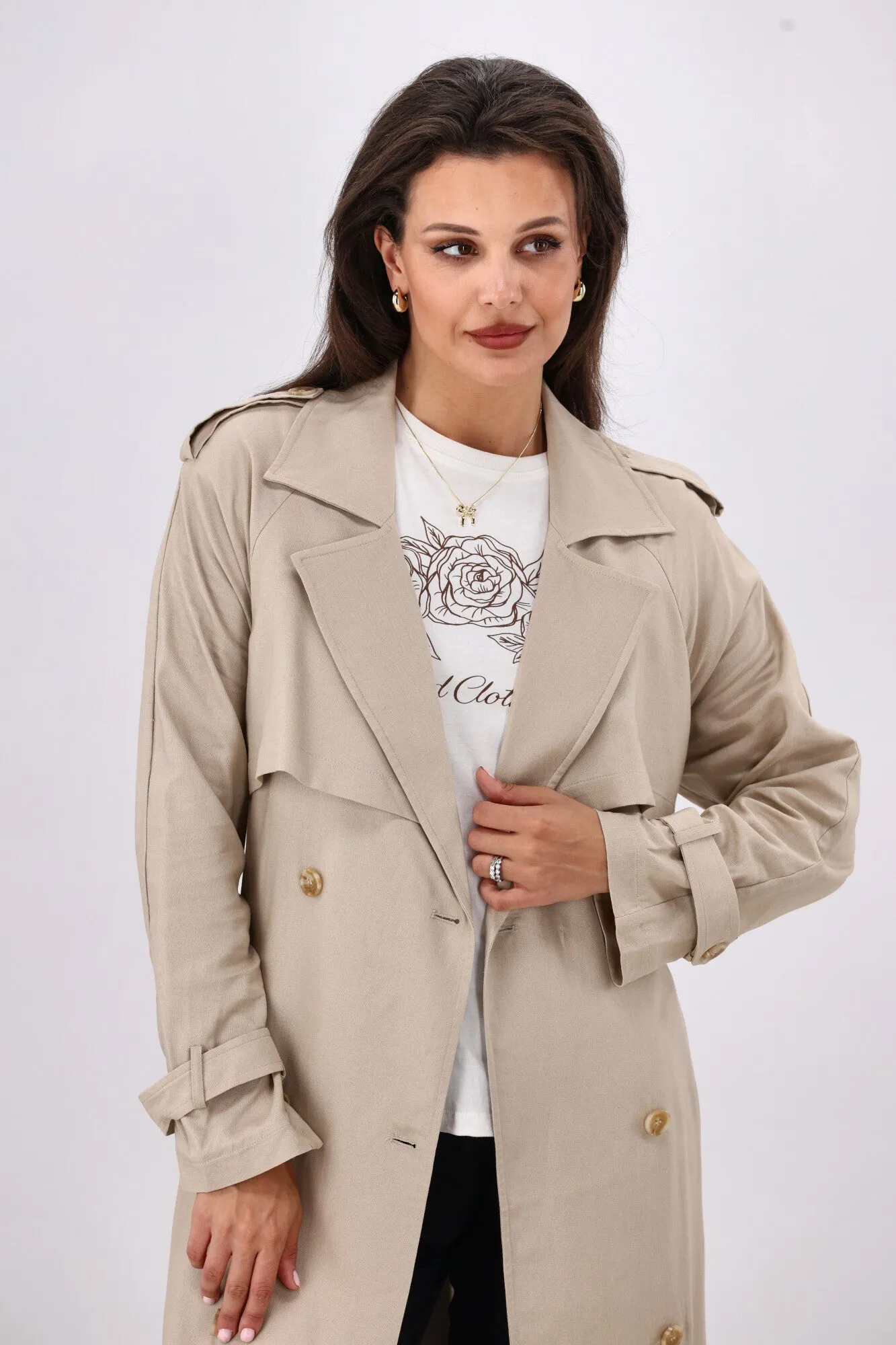 All About Eve Toledo Trench Coat Bone