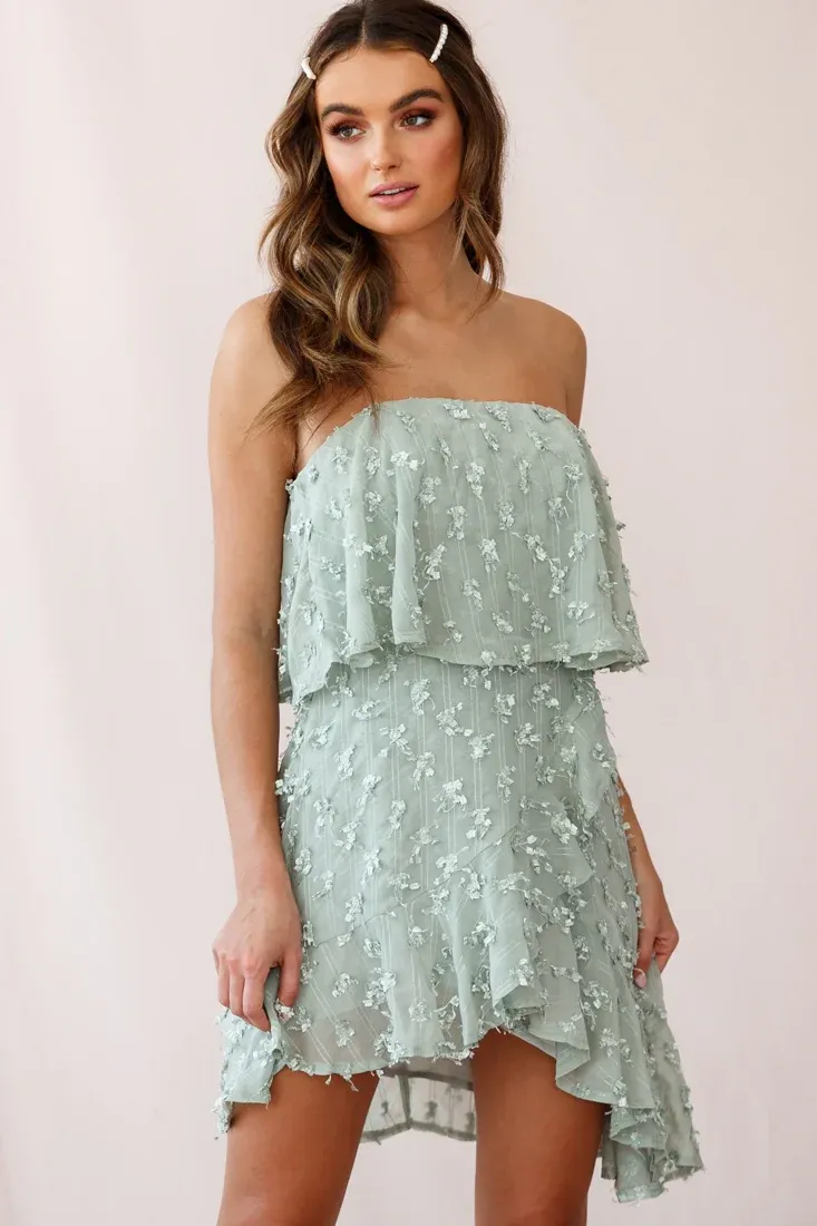 Bel Air Embellished Bandeau Dress Sage