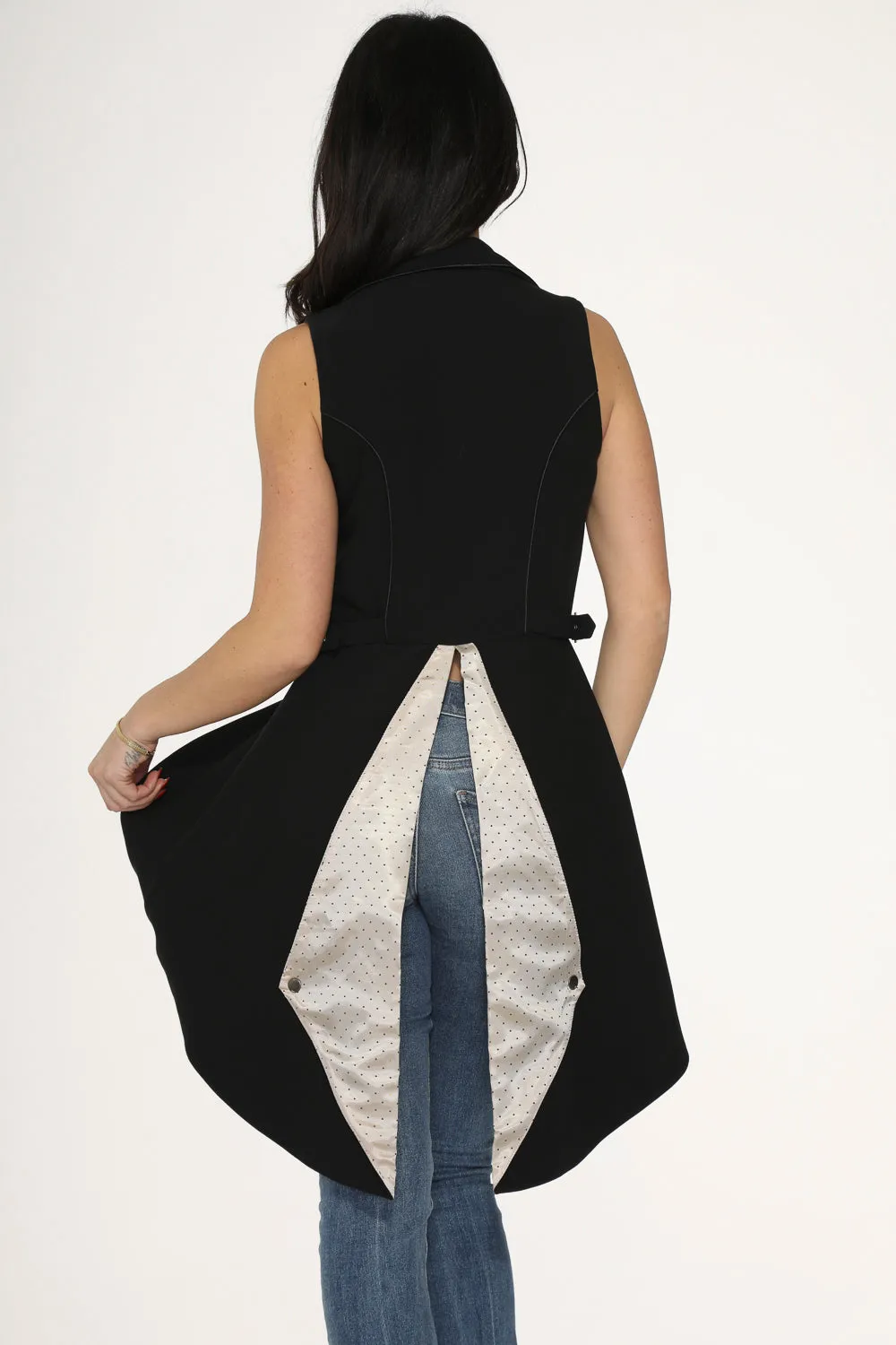 Black& Beige Pin Dot Vest