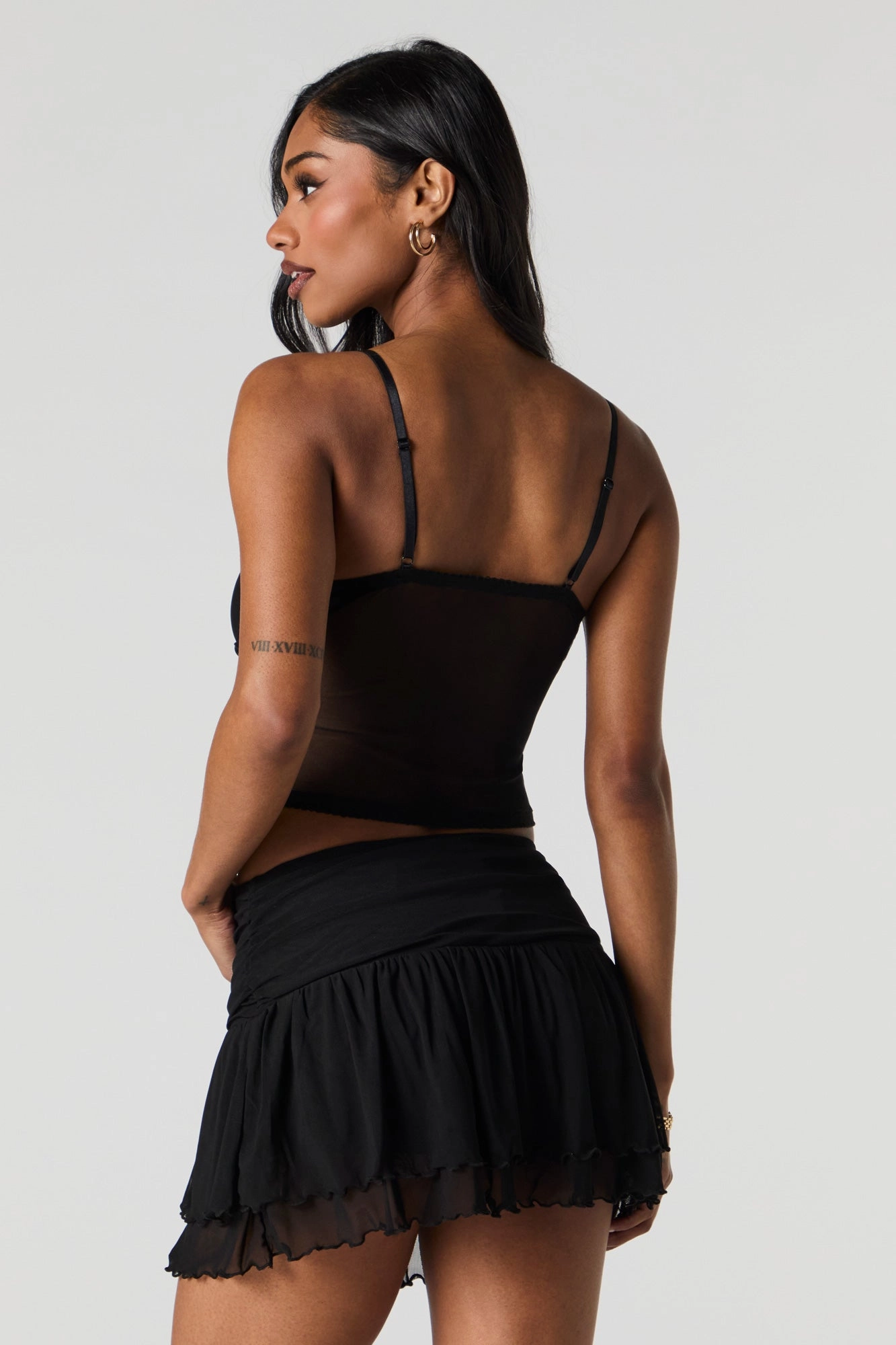Camisole courte en filet avec rosette