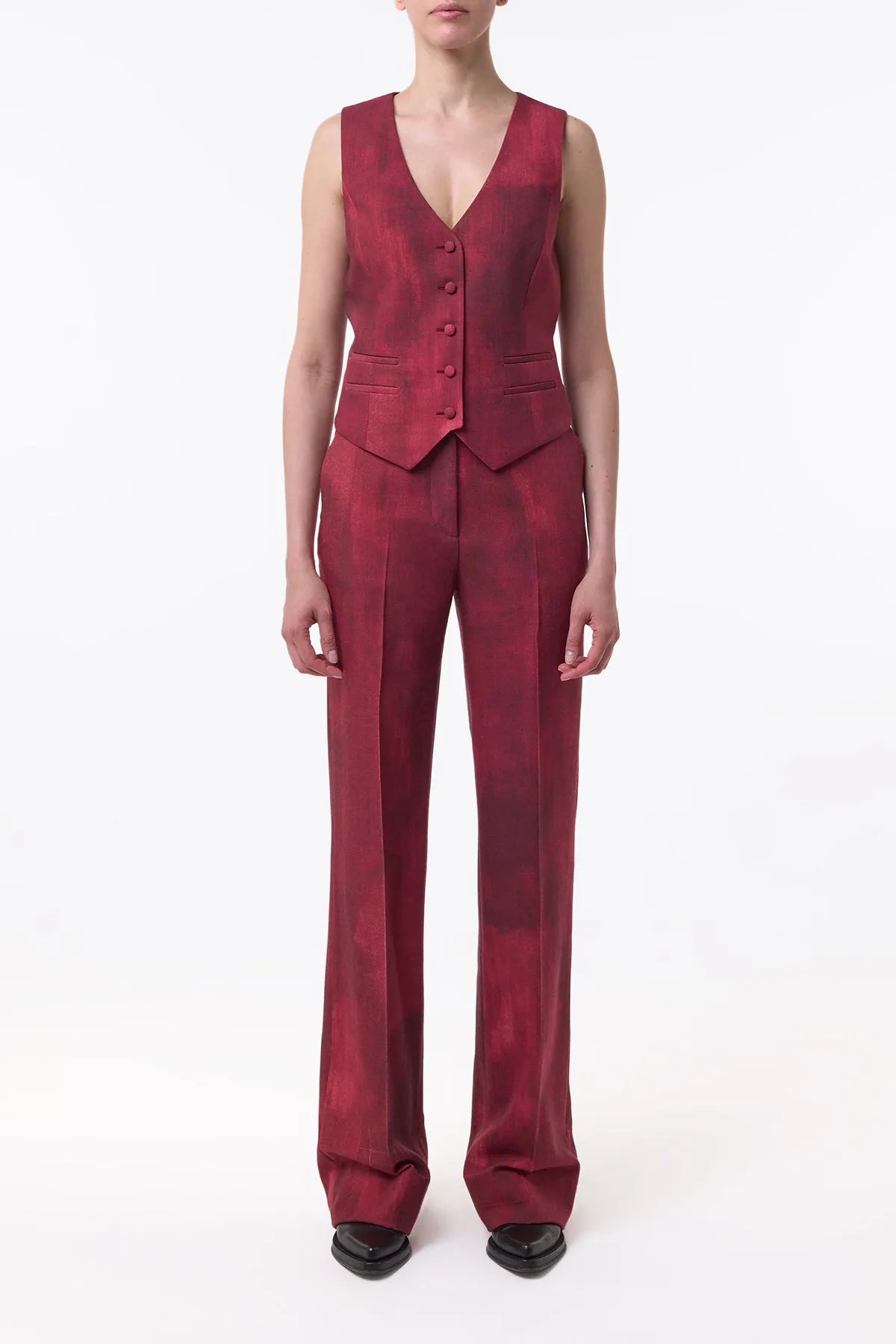 Coleridge Vest in Bordeaux Virgin Wool