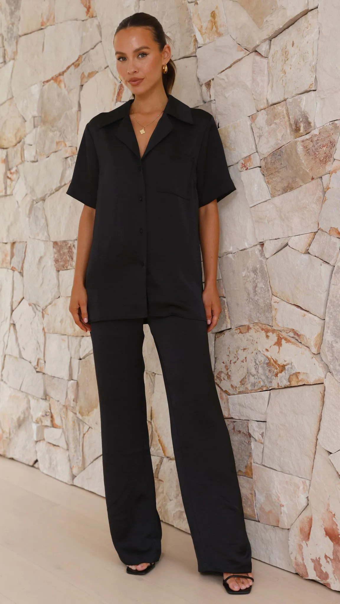 Courtney Button Up Shirt - Black
