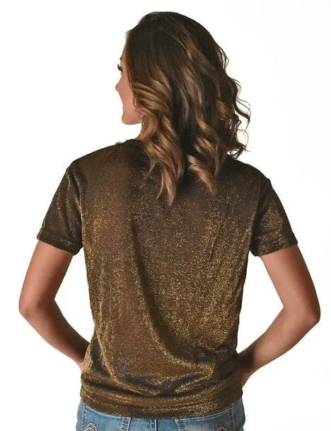Cowgirl Tuff Womens Shimmer Breathe V Copper Nylon S/S T-Shirt