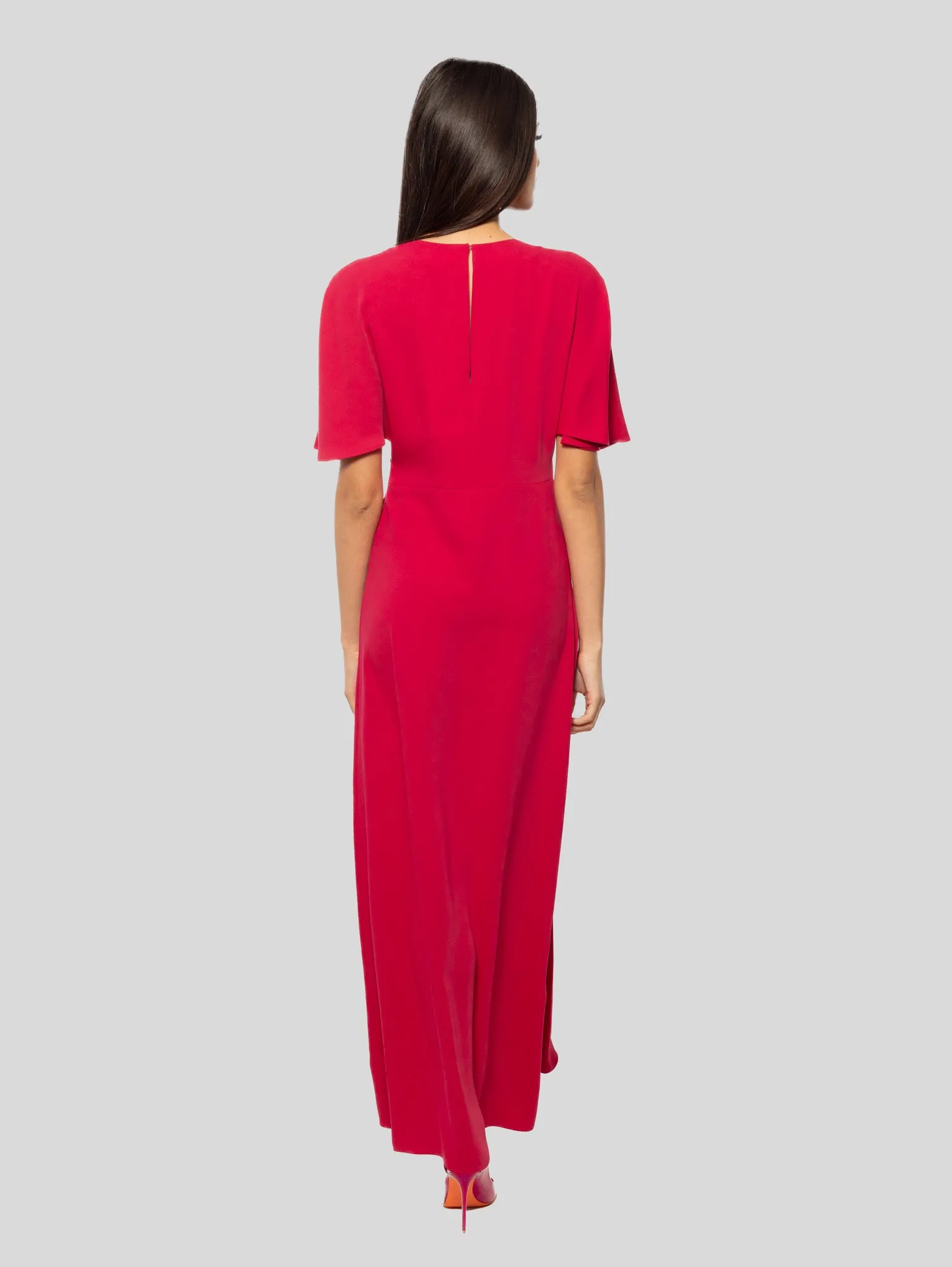 Dark Red Long Dress with Side Slit