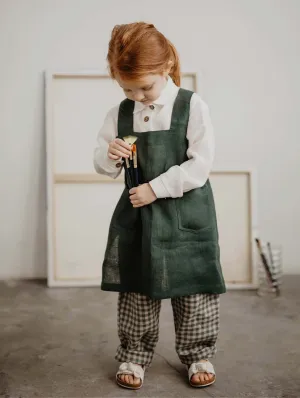 Dirvolira Kids Linen Pinafore Apron | Multiple Colours