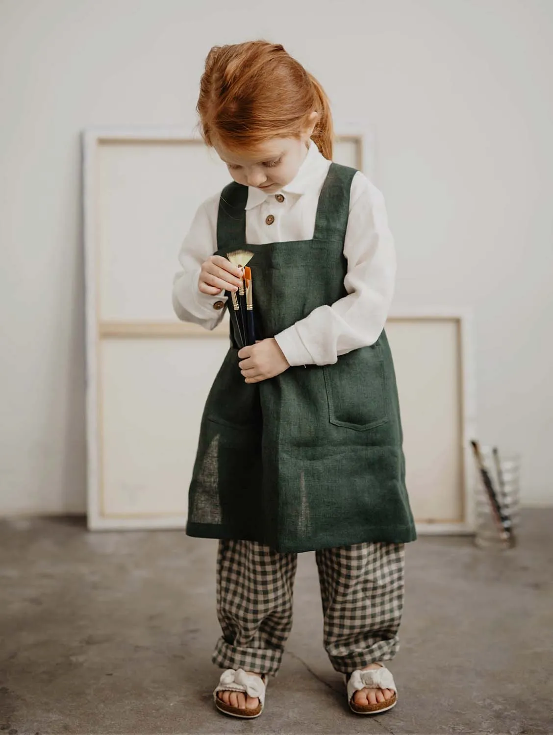 Dirvolira Kids Linen Pinafore Apron | Multiple Colours