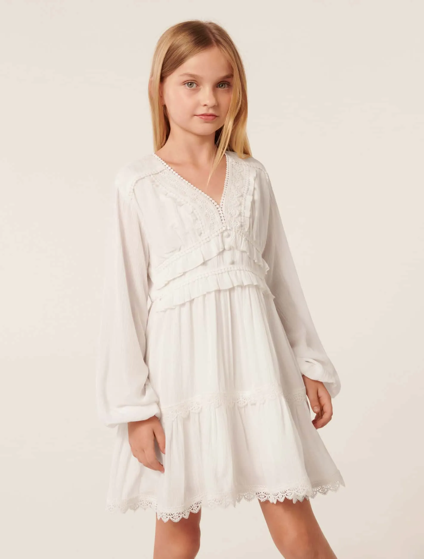Everly Teen Lace Trim Dress