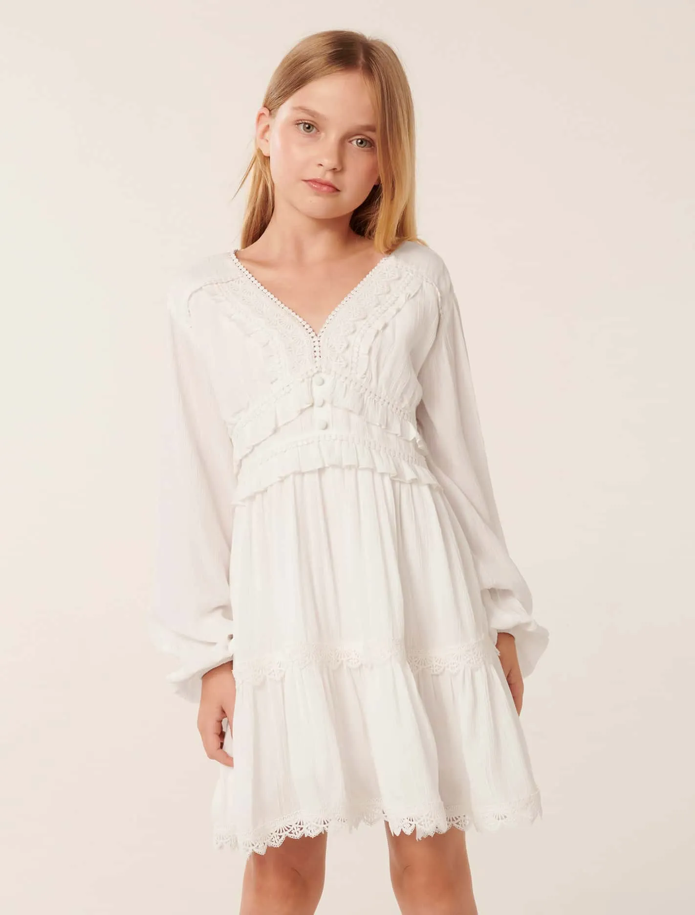 Everly Teen Lace Trim Dress