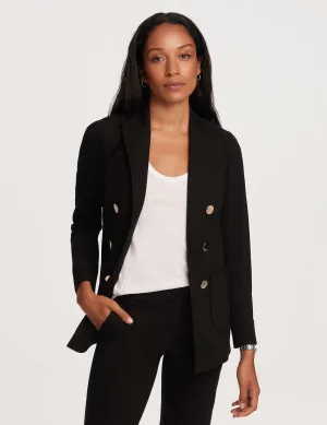 Faux Mini Double Breasted Blazer With Patch Pockets