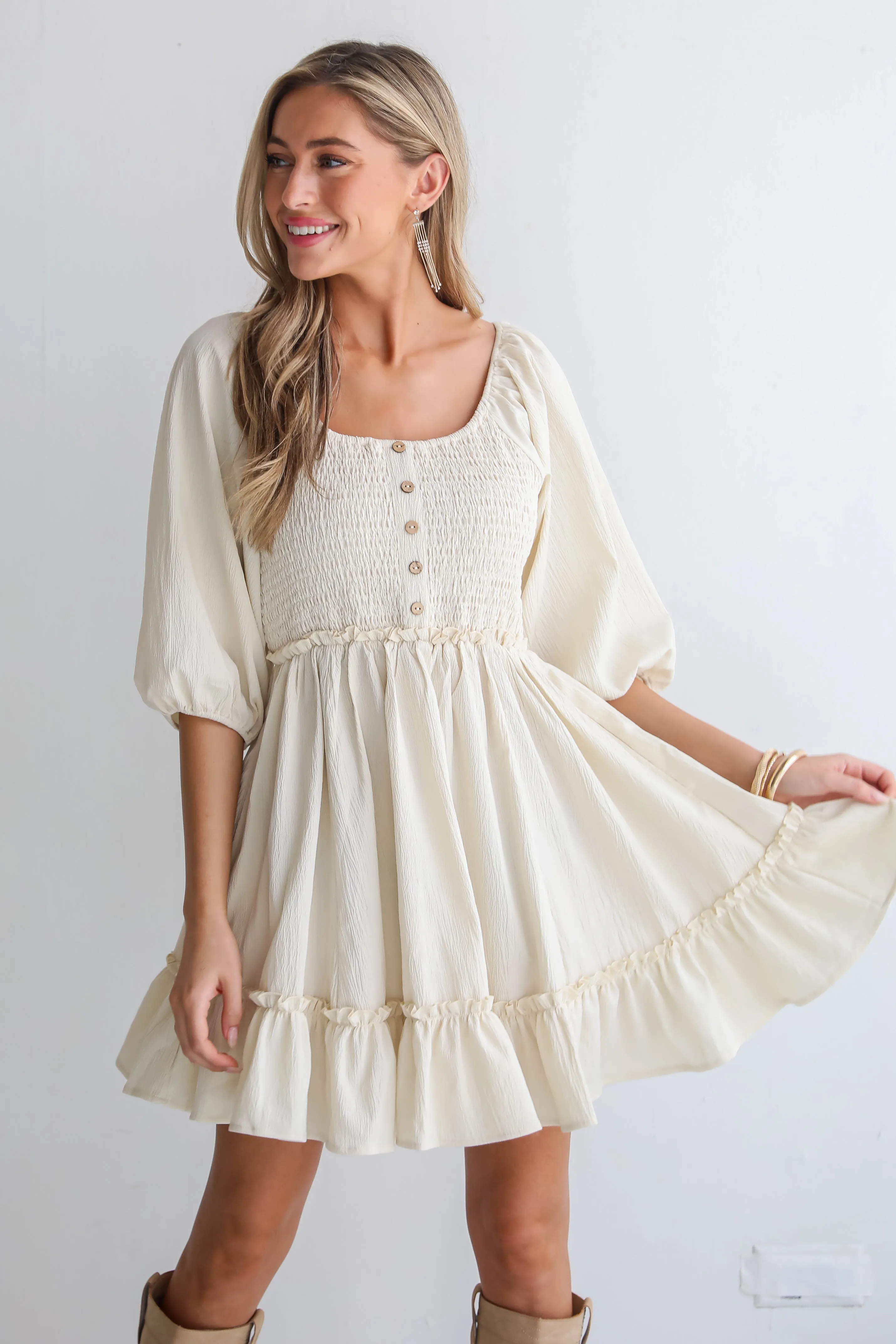 FINAL SALE - Divine Silhouette Cream Mini Dress