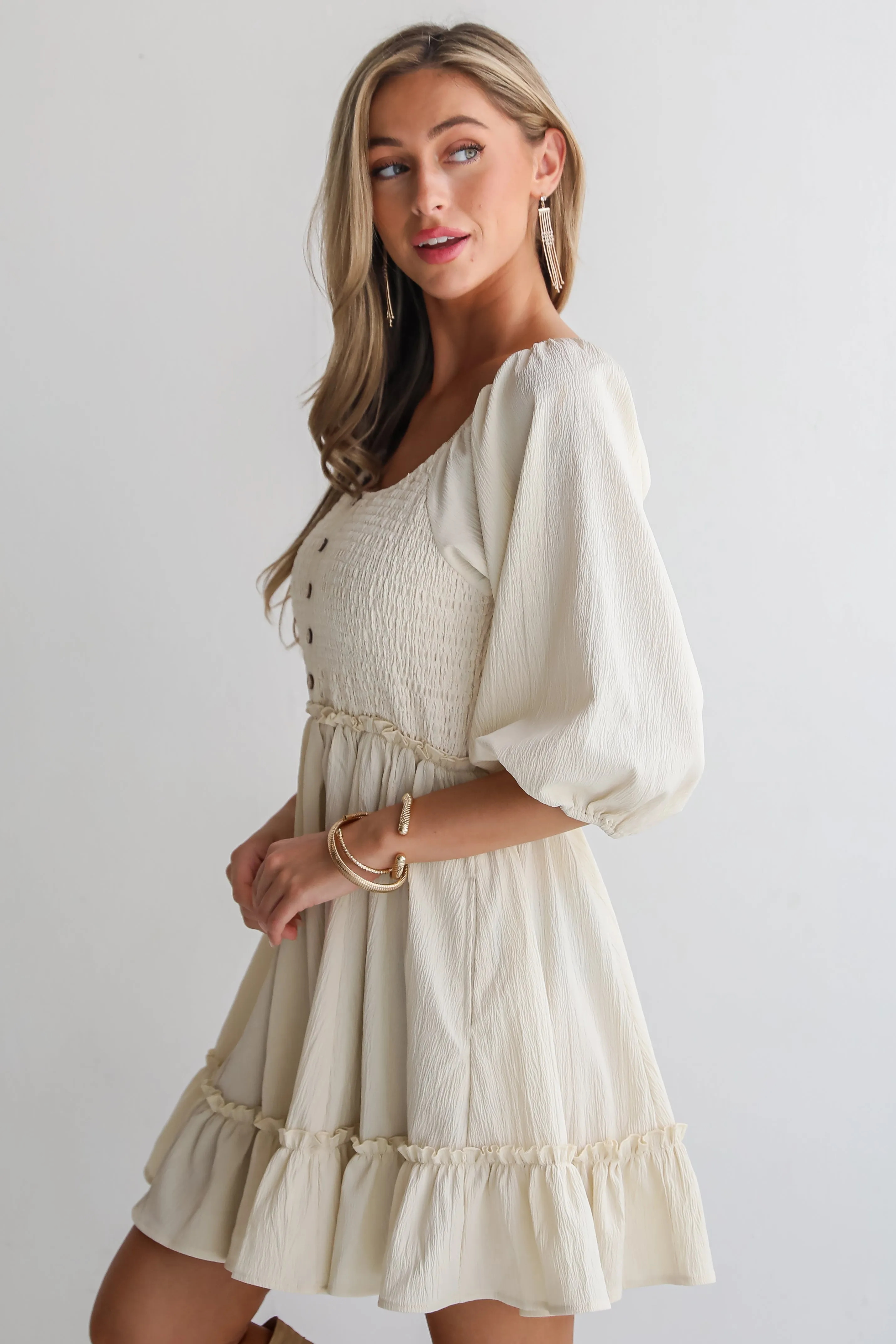 FINAL SALE - Divine Silhouette Cream Mini Dress