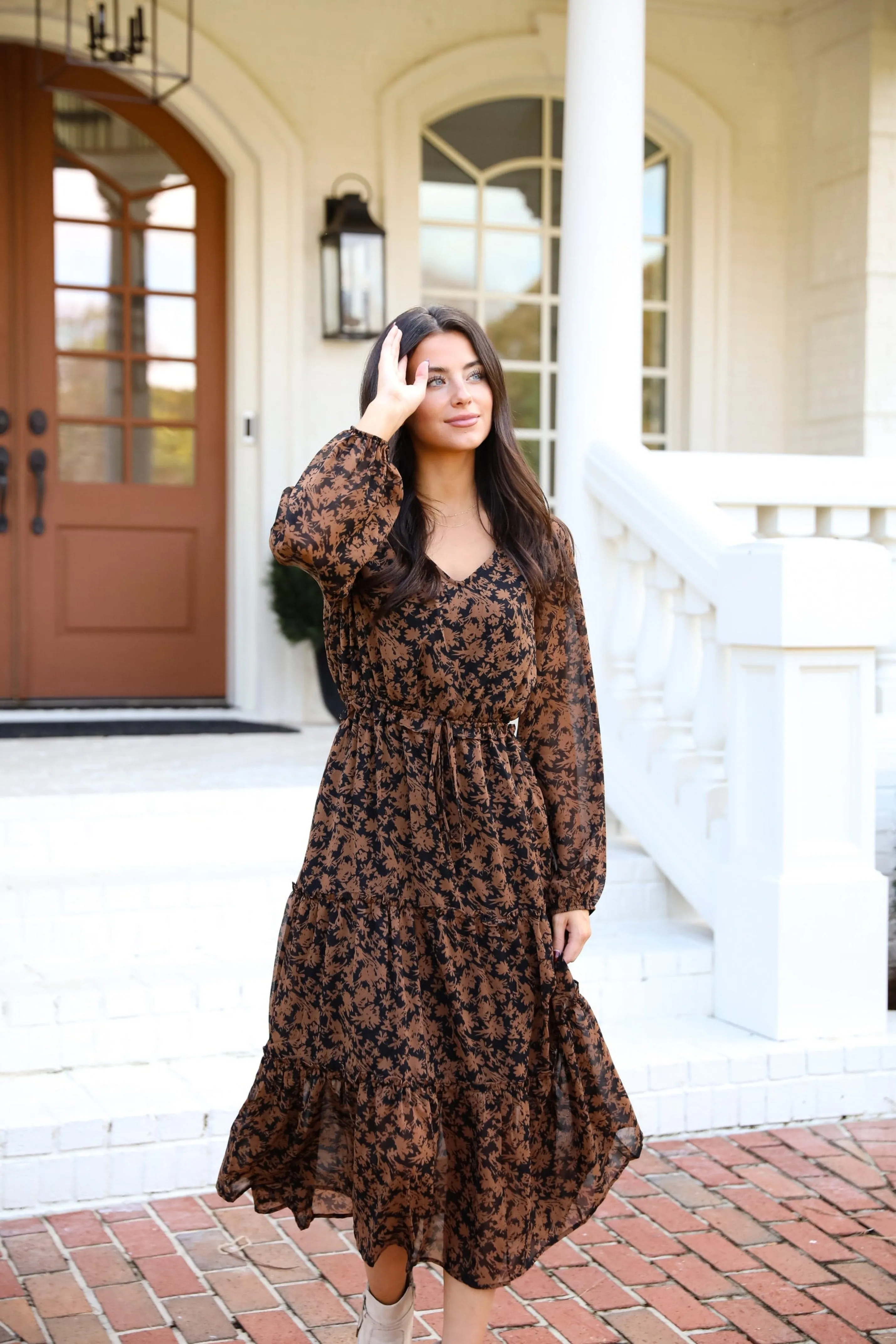 FINAL SALE - Graceful Glamour Black Floral Midi Dress