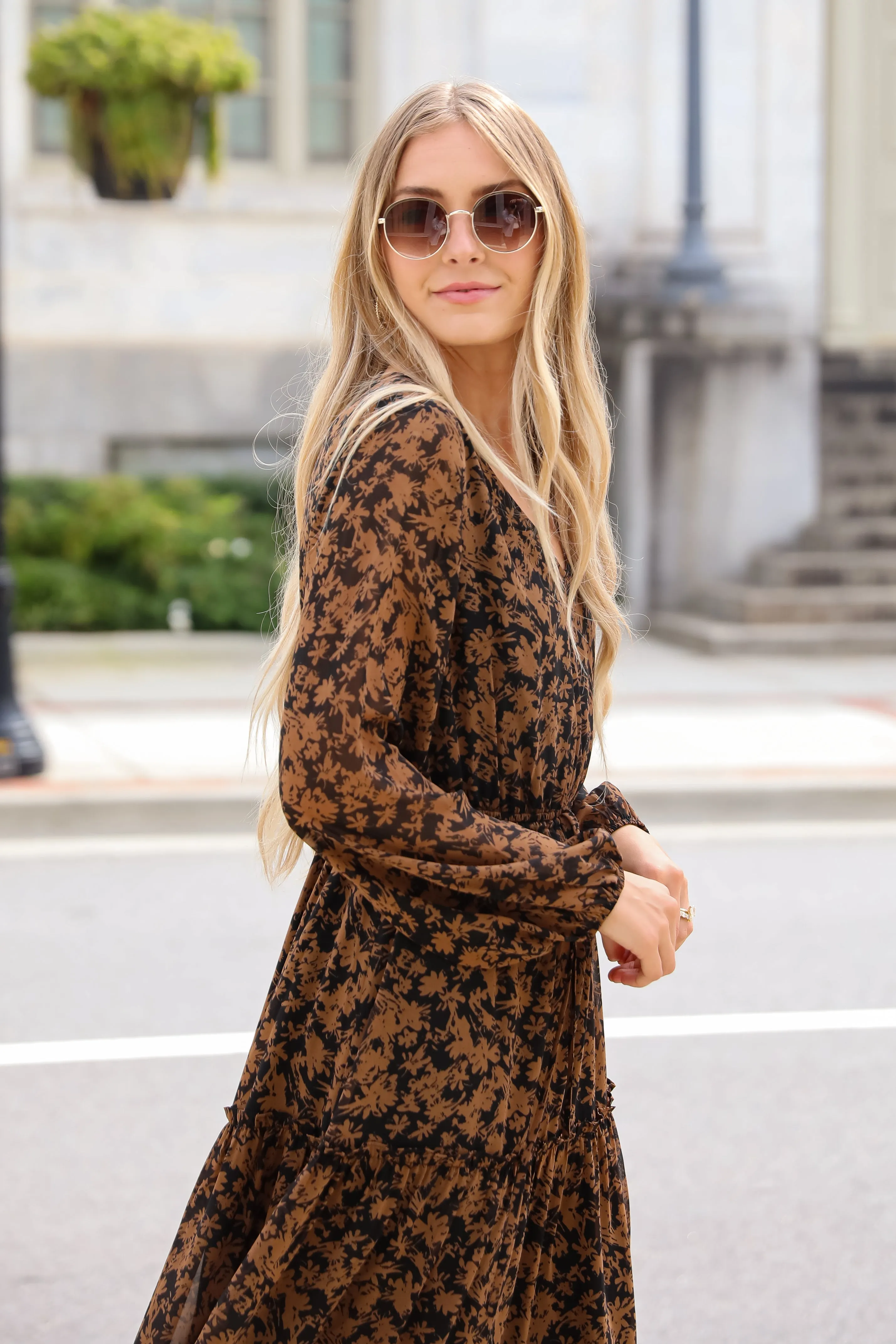FINAL SALE - Graceful Glamour Black Floral Midi Dress