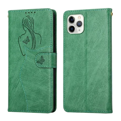 For iPhone 11 Beauty Girl Embossing Pattern Horizontal Flip Leather Case with Holder  Card