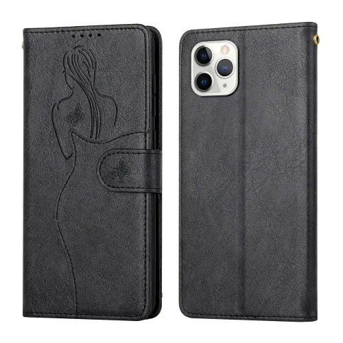 For iPhone 11 Beauty Girl Embossing Pattern Horizontal Flip Leather Case with Holder  Card