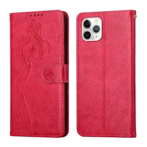 For iPhone 11 Beauty Girl Embossing Pattern Horizontal Flip Leather Case with Holder  Card