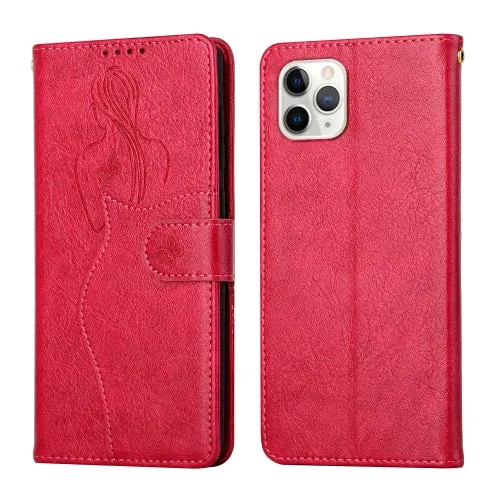 For iPhone 11 Beauty Girl Embossing Pattern Horizontal Flip Leather Case with Holder  Card