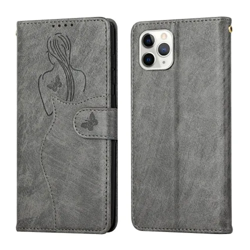 For iPhone 11 Beauty Girl Embossing Pattern Horizontal Flip Leather Case with Holder  Card