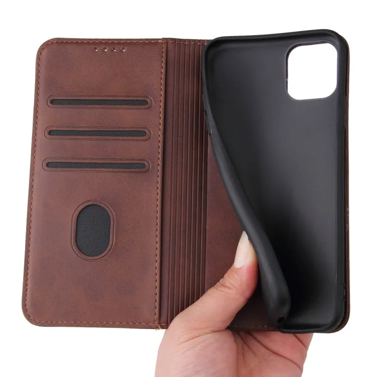 For iPhone 11 Calf Texture Magnetic Horizontal Flip Leather Case with Holder  Card Slots