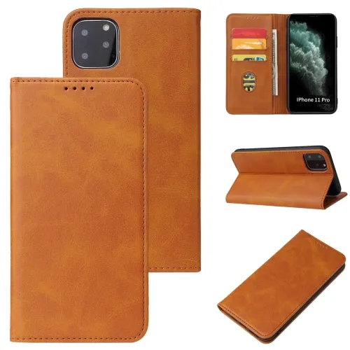 For iPhone 11 Calf Texture Magnetic Horizontal Flip Leather Case with Holder  Card Slots