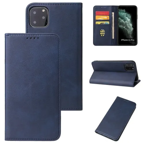 For iPhone 11 Calf Texture Magnetic Horizontal Flip Leather Case with Holder  Card Slots