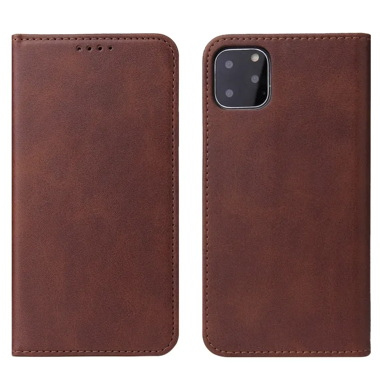 For iPhone 11 Calf Texture Magnetic Horizontal Flip Leather Case with Holder  Card Slots