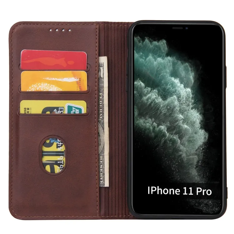 For iPhone 11 Calf Texture Magnetic Horizontal Flip Leather Case with Holder  Card Slots