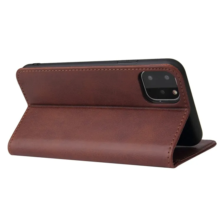 For iPhone 11 Calf Texture Magnetic Horizontal Flip Leather Case with Holder  Card Slots