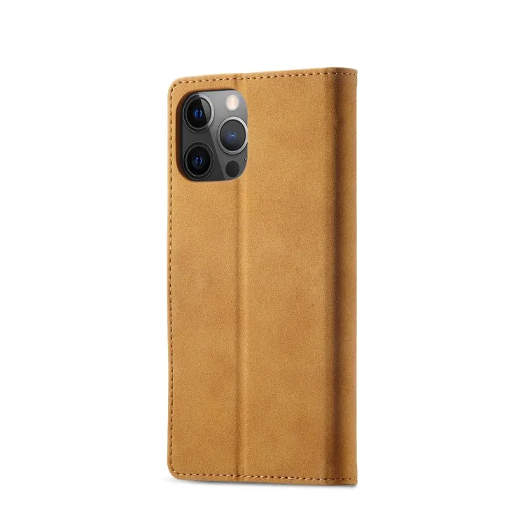 For iPhone 12 Frosted Anti-theft Brush Horizontal Flip Leather Case with Holder  Card Slots