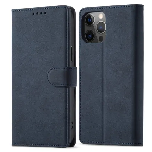 For iPhone 12 Frosted Anti-theft Brush Horizontal Flip Leather Case with Holder  Card Slots