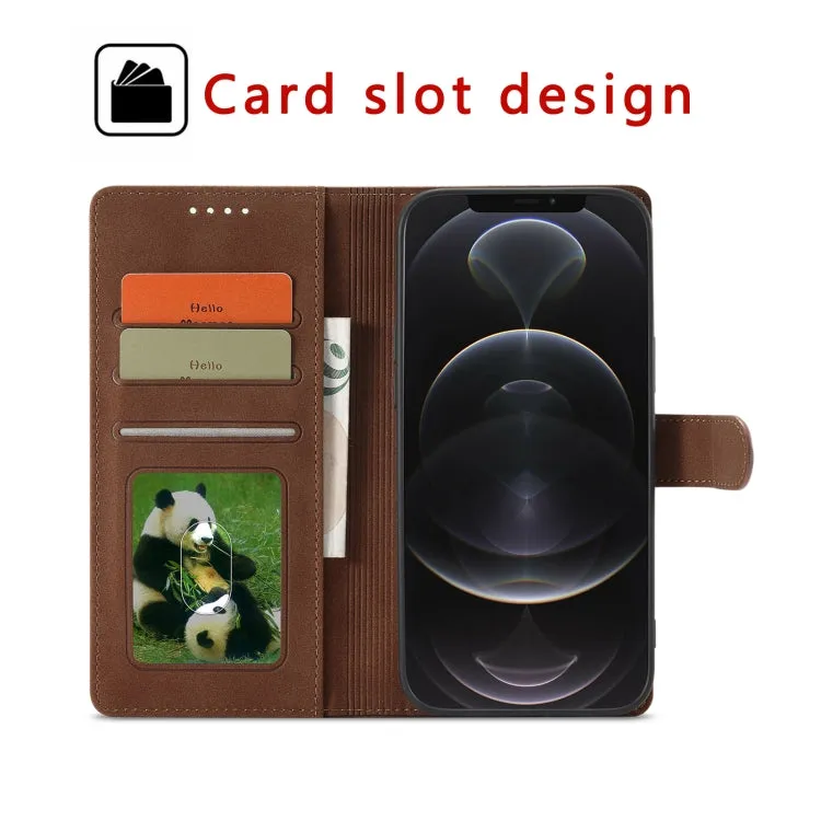 For iPhone 12 Frosted Anti-theft Brush Horizontal Flip Leather Case with Holder  Card Slots