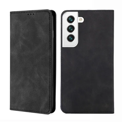 For Samaung Galaxy S22 5G Skin Feel Magnetic Horizontal Flip Leather Case with Holder  Card