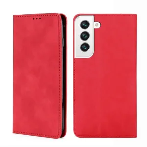 For Samaung Galaxy S22 5G Skin Feel Magnetic Horizontal Flip Leather Case with Holder  Card