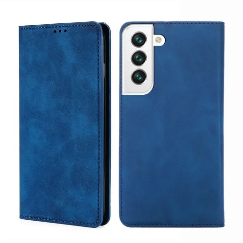 For Samaung Galaxy S22 5G Skin Feel Magnetic Horizontal Flip Leather Case with Holder  Card