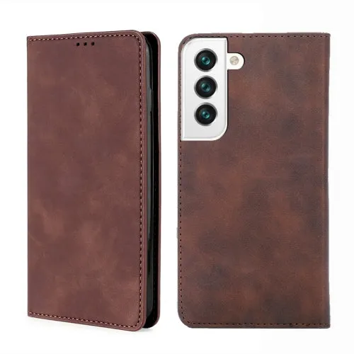 For Samaung Galaxy S22 5G Skin Feel Magnetic Horizontal Flip Leather Case with Holder  Card