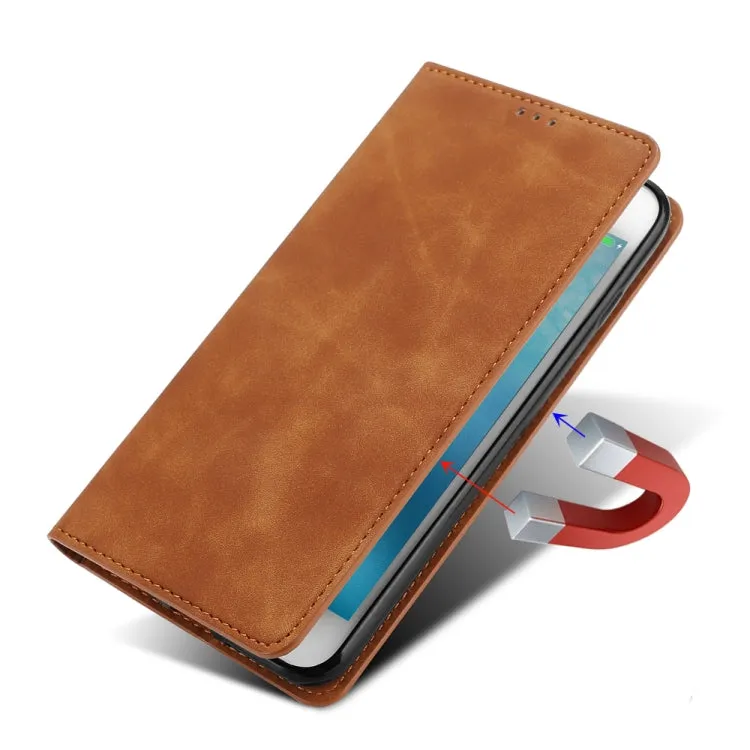 For Samaung Galaxy S22 5G Skin Feel Magnetic Horizontal Flip Leather Case with Holder  Card