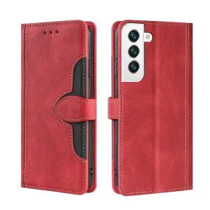 For Samaung Galaxy S22 5G Skin Feel Straw Hat Horizontal Flip Leather Case with Holder  Card