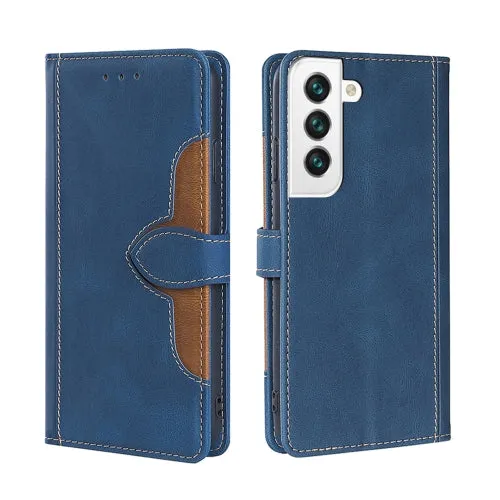For Samaung Galaxy S22 5G Skin Feel Straw Hat Horizontal Flip Leather Case with Holder  Card