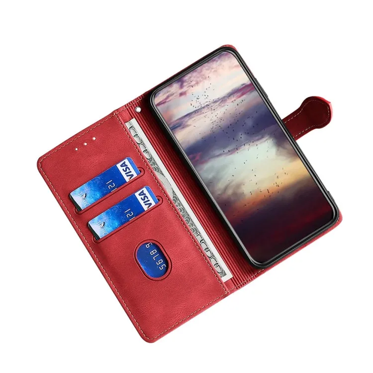 For Samaung Galaxy S22 5G Skin Feel Straw Hat Horizontal Flip Leather Case with Holder  Card