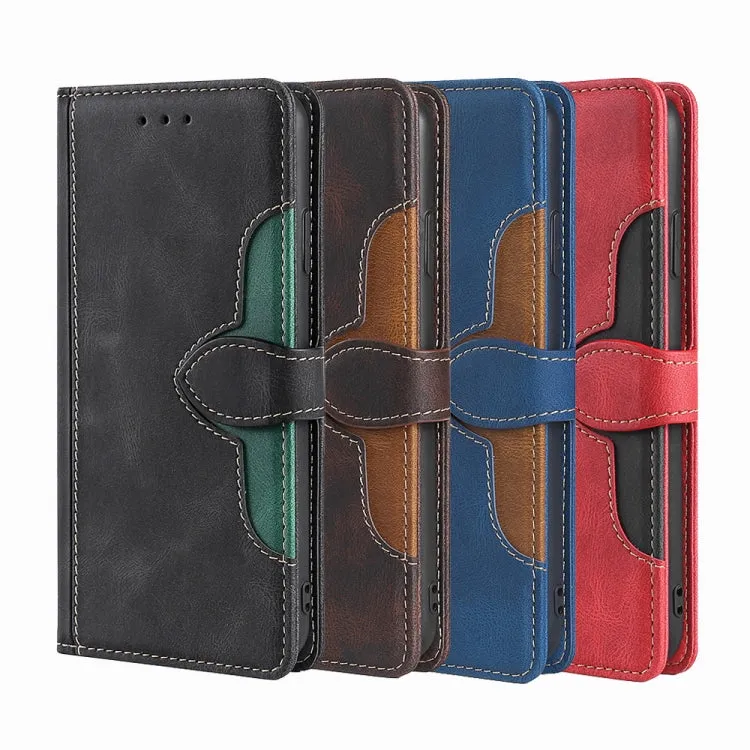 For Samaung Galaxy S22 5G Skin Feel Straw Hat Horizontal Flip Leather Case with Holder  Card
