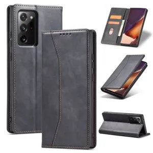For Samsung Galaxy Note 20 Skin-feel Calfskin Texture Magnetic Dual-Fold Horizontal Flip Leather