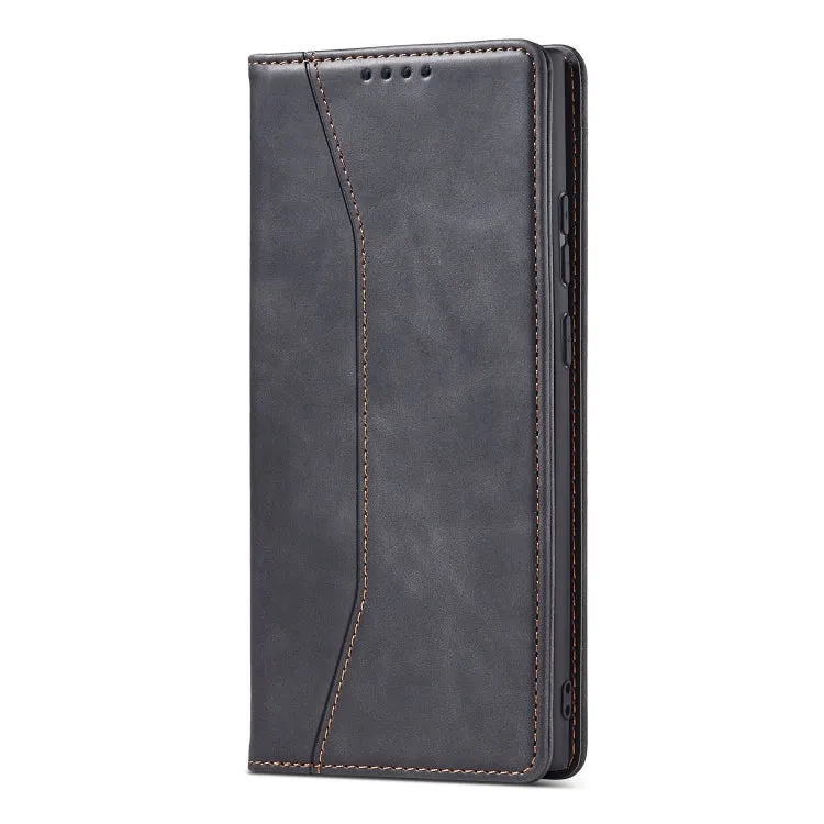 For Samsung Galaxy Note 20 Skin-feel Calfskin Texture Magnetic Dual-Fold Horizontal Flip Leather