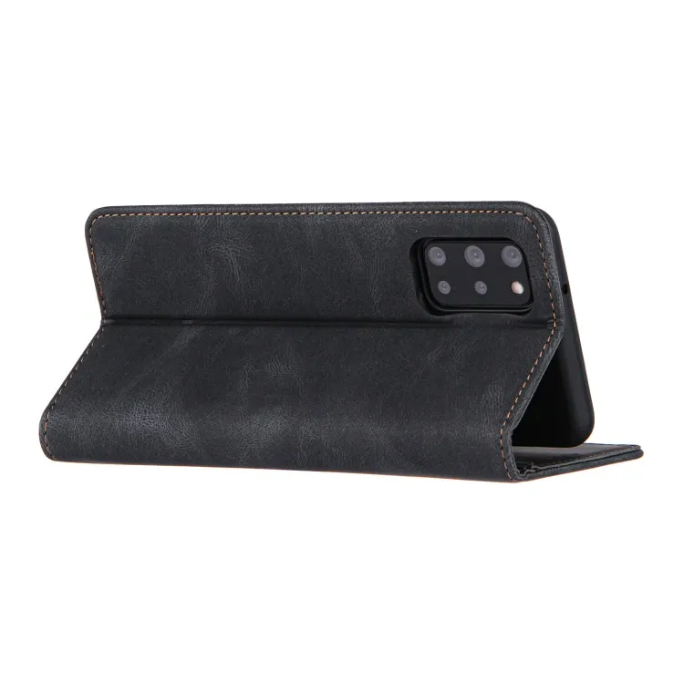 For Samsung Galaxy Note 20 Skin Feel Pressure Line Magnetic Horizontal Flip Leather Case with Holder