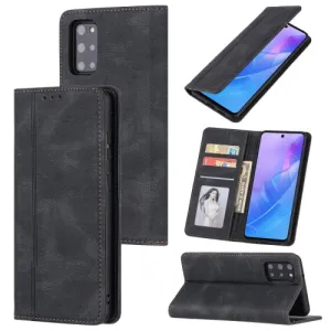 For Samsung Galaxy Note 20 Skin Feel Pressure Line Magnetic Horizontal Flip Leather Case with Holder