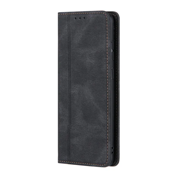 For Samsung Galaxy Note 20 Skin Feel Pressure Line Magnetic Horizontal Flip Leather Case with Holder